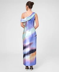 Rachel Roy Women's Asymmetrical Knit Satin Midi Dress