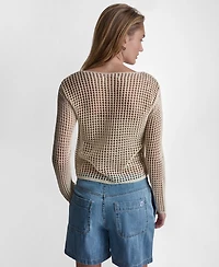 Dkny Jeans Petite Long-Sleeve Ballet Neck Sweater