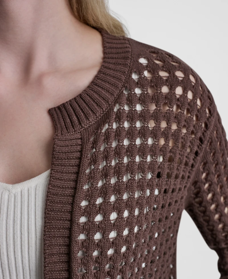 Dkny Jeans Women's Open-Stitch Drop-Shoulder Cardigan Sweater