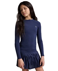 Polo Ralph Lauren Girls' 7-16 Pleated-Skirt Ribbed Dress