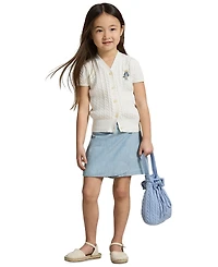 Polo Ralph Lauren Girls' 2T-6X Chambray Faux-Wrap Skort