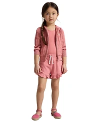 Polo Ralph Lauren Girls' 2T-6X Mini-Cable Full-Zip Hooded Sweater