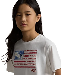 Polo Ralph Lauren Girls' 7-16 Floral Flag Crewneck Jersey Boxy T-Shirt