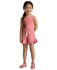 Polo Ralph Lauren Girls' 2T-6X Mini-Cable Jacquard Round Neck One-Piece Swimsuit