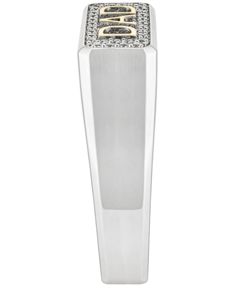 Macy's Men's Diamond (1/5 ct. t.w.) Dad Band Ring in 14k Gold Plated Sterling Silver
