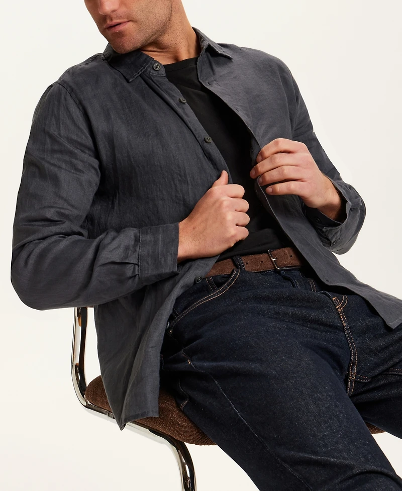 Vintage & Black Men's Long-Sleeve Linen Shirt