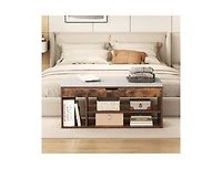 Slickblue Storage Shoe Bench with Padded Seat and 3 Open Shelves