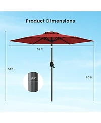 Sugift 7.5 ft Heavy Duty Outdoor Market Umbrella with Push Button Tilt