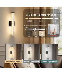 Busdays 19.7'' Bathroom Wall Sconce Set of 2, Modern Single Sconce Wall Lighting, Upgrated K9 Crystal Bronze Wall Light, Bedroom Vanity Sconce