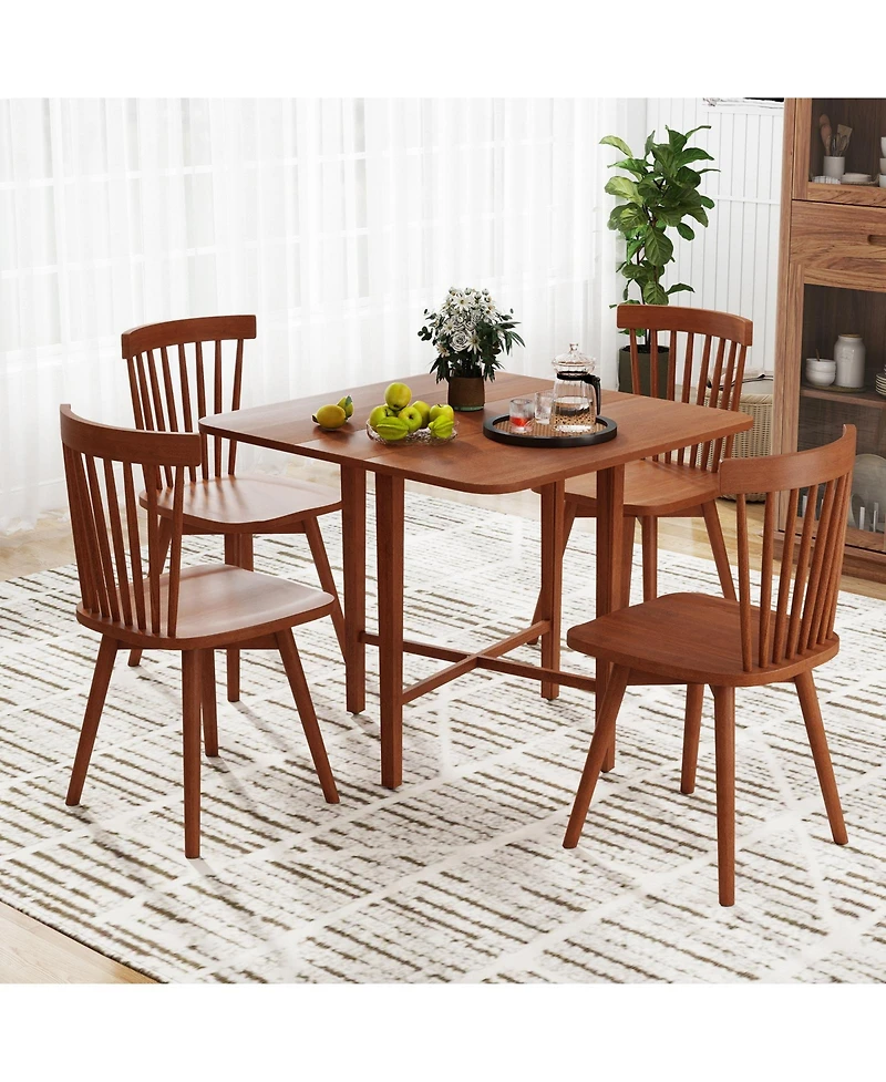 Sugift Foldable Dining Table for Two to Four with Solid Wood Legs