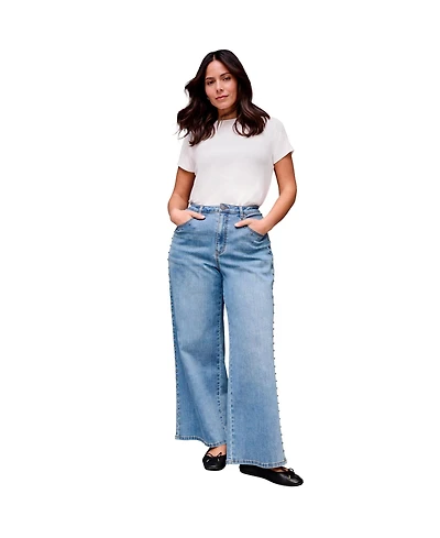 Avenue Women's Studded Wide Leg Jean