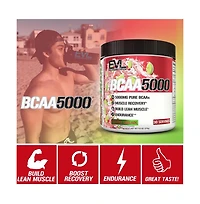 Evl Bcaas Amino Acids Powder | BCAA Powder Post Workout Recovery Drink and Stim Free Pre Workout Energy Drink Powder | for Men | Cherry Limeade