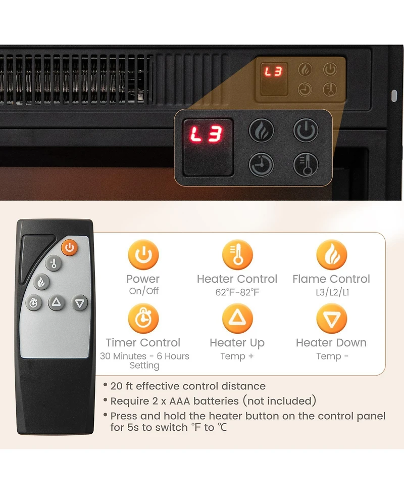 Sugift Fireplace Tv Stand for TVs up to 65 in with Cabinets and Remote