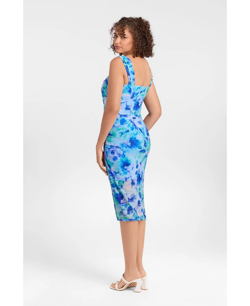 S3 Apparel Women's Draped Mesh Sculpting Midi Dress