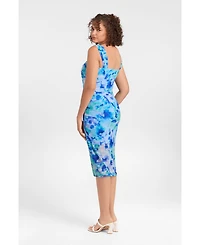 S3 Apparel Women's Draped Mesh Sculpting Midi Dress