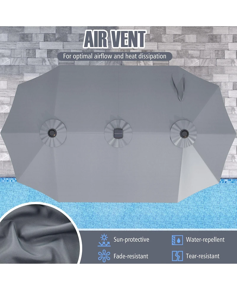 Sugift 15.5 ft Extra Large Patio Umbrella with Solar Led Lights