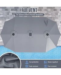 Sugift 15.5 ft Extra Large Patio Umbrella with Solar Led Lights