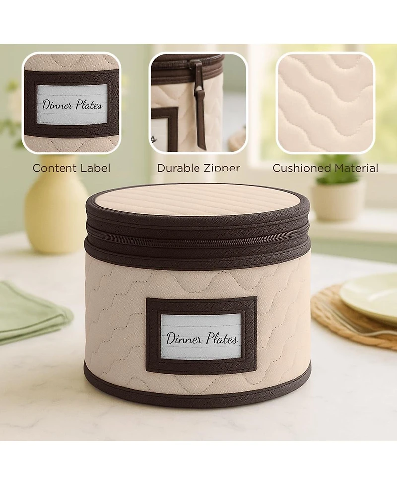 Florida Brands Quilted Microfiber China Organizer Box with Dividers - Protects and Organizes Up to 12 Pieces