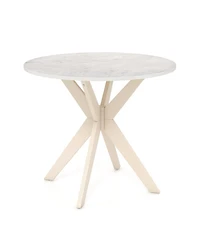 Sugift Mid Century Modern Kitchen Table with Faux Marble Top