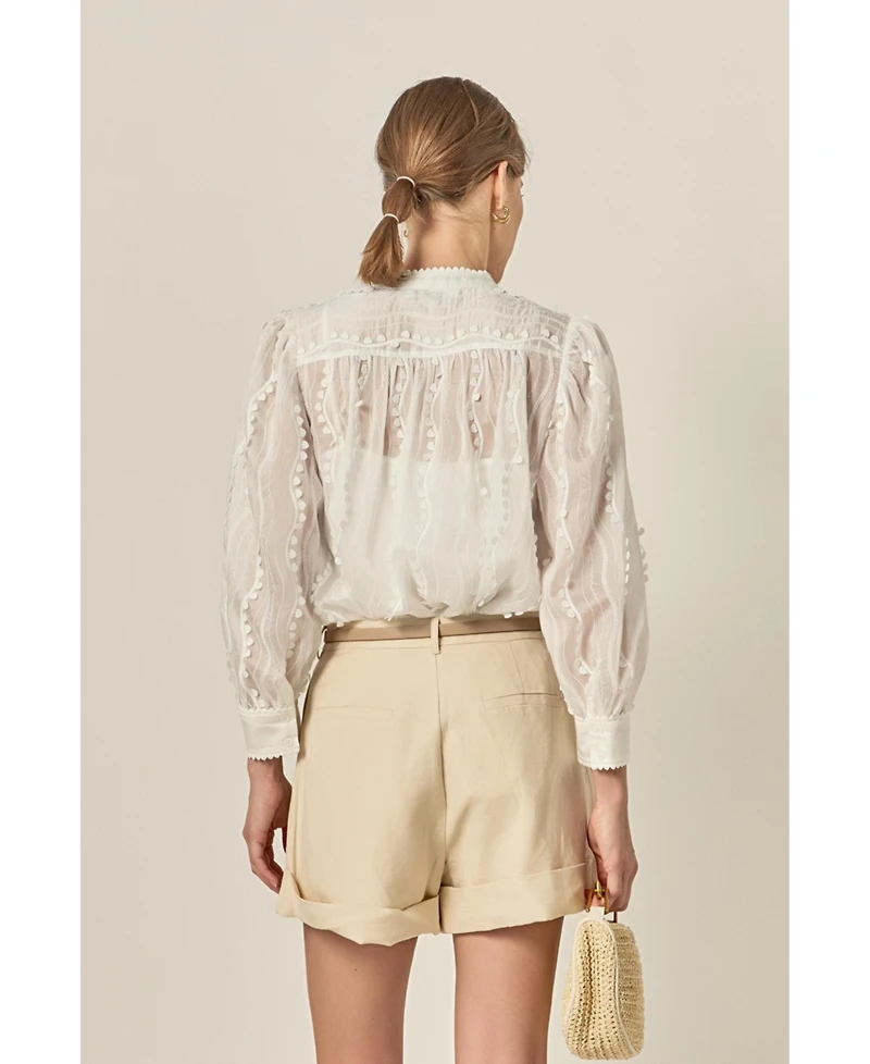 English Factory Women's Heart Trim Blouse