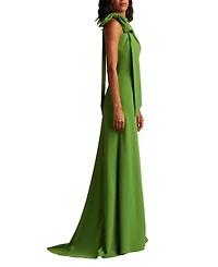 Tadashi Shoji Women's Sims Shoulder Bow Halter Gown