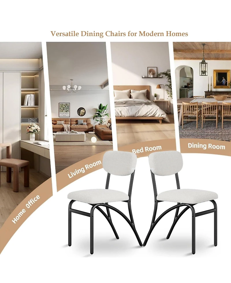 gaomon Set of 4 Modern Boucle Upholstered Dining Chairs with Metal Legs for Kitchen and Living Room
