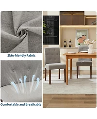 gaomon Set of 6 Button Tufted Parsons Dining Chairs, Upholstered Fabric Side Chairs with Solid Wood Legs