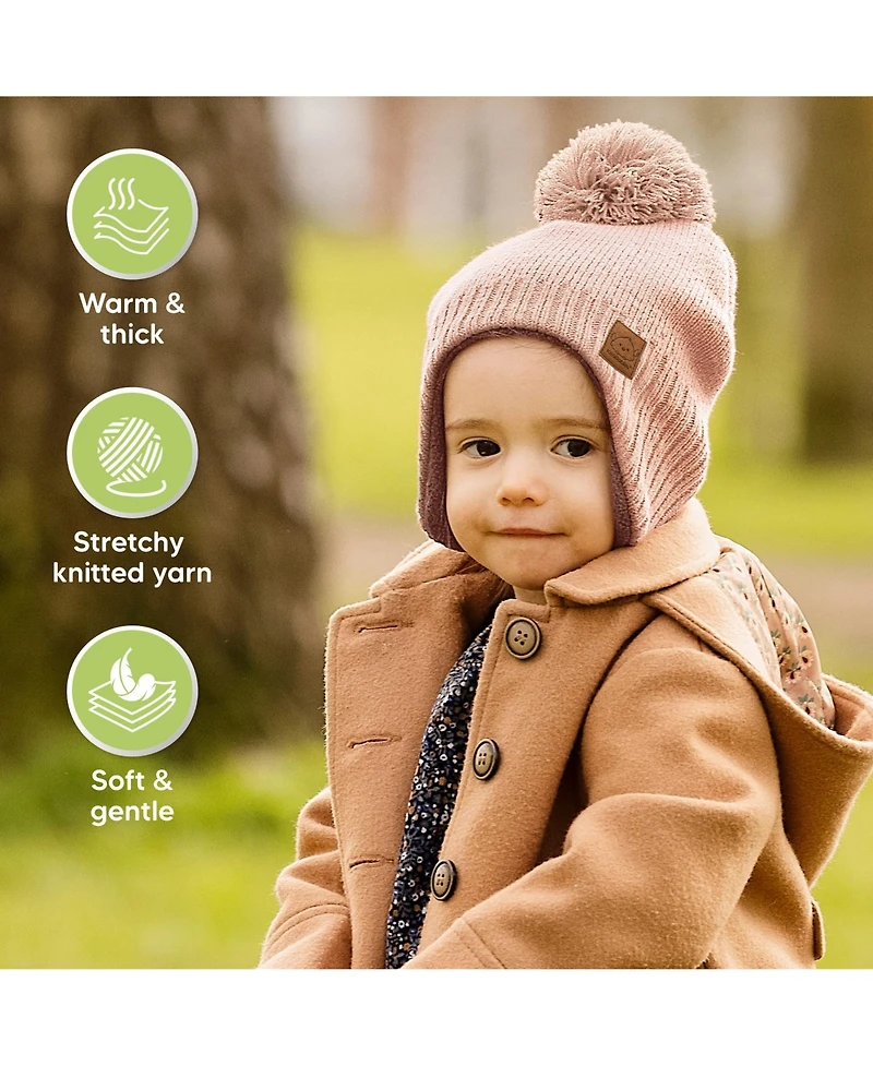 KeaBabies Muff Baby Beanie, Hat for Boys, Girls, Winter Hats Kids, Newborn, Infant, Toddler 0-36 months