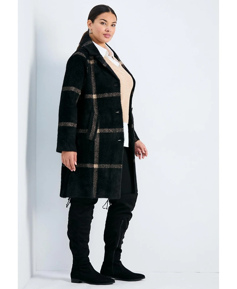 Avenue Plus Gigi Check Sweater Coat