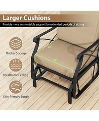 Sugift Patio Glider Rocking Chair with Metal Frame and Cushions