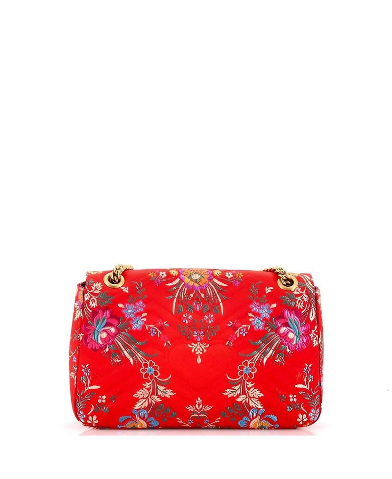 Pre-Owned Gucci Medium Gg Marmont Flap Bag Matelasse Floral Jacquard