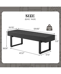 Rainsken Wooden Ottoman Bench, Farmhouse Bench for Living Room, Entryway Benches, Kitchen Table Bench