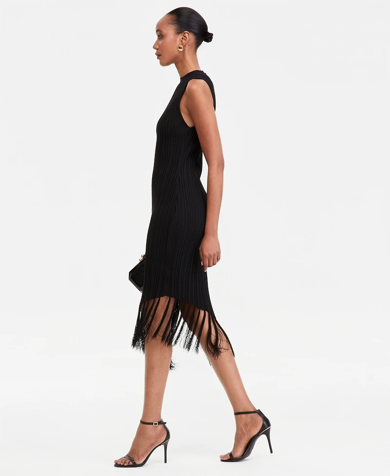 I.n.c. International Concepts Women's Sleeveless Fringe-Trim Sweater Dress, Macy's Exclusive