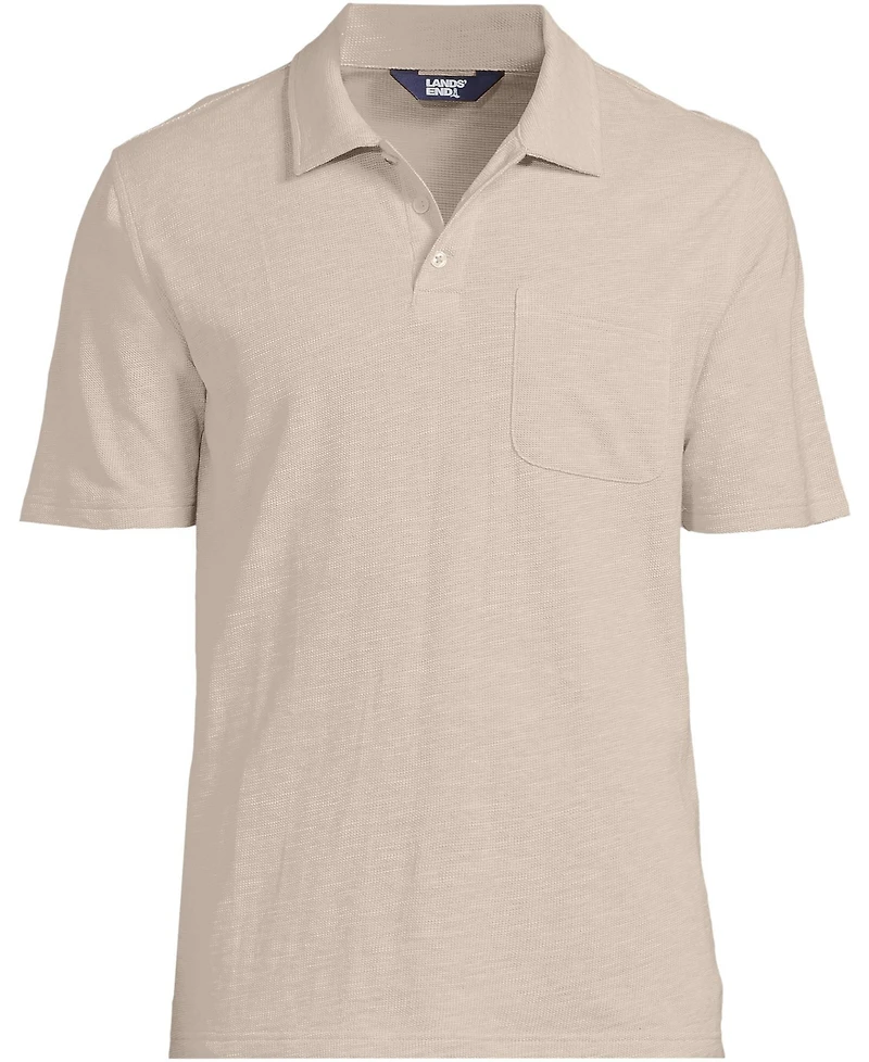 Lands' End Men's Short Sleeve Cotton Linen Polo