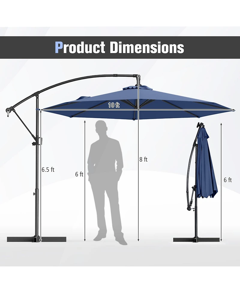 Sugift 10 ft Offset Hanging Umbrella with Base and Tilt Function