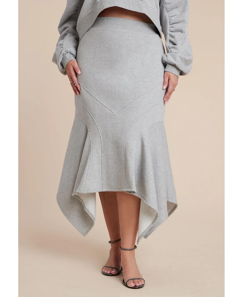 Eloquii Women's Seam Detail Trumpet French Terry Skirt