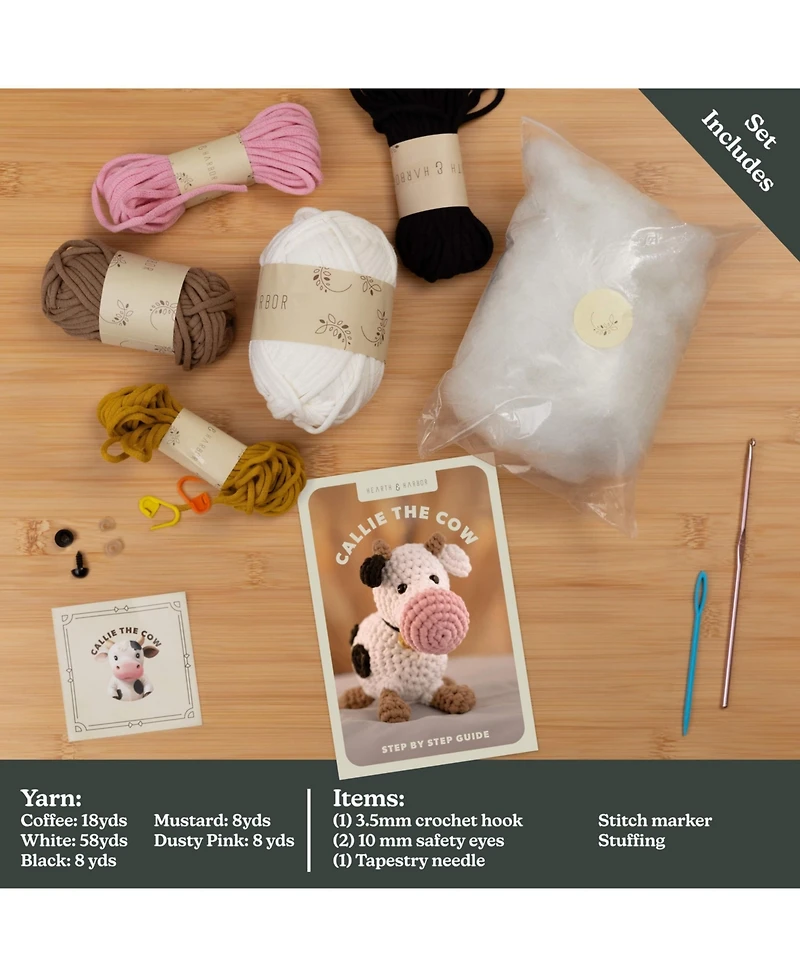 Hearth & Harbor Amigurumi Crochet Kit for Beginners Adults and Kids, Learn to an Easy Stuffed Animal