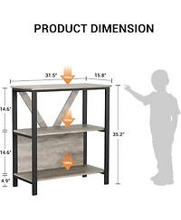 gaomon 3-Tier Bookshelf with Led Lights, Industrial Metal Bookcase, Open Shelf Organizer for Living Room, Bedroom, Office