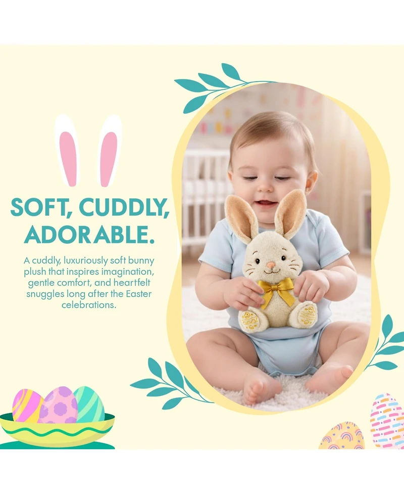 Sperric Easter Plush Bunny and Basket with Egg Toy Set, 13" Soft Cuddly Stuffed Bunny Bow and 9.5" Easter Basket with 10pc Plush Eggs