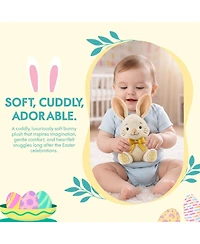 Sperric Easter Plush Bunny and Basket with Egg Toy Set, 13" Soft Cuddly Stuffed Bunny Bow and 9.5" Easter Basket with 10pc Plush Eggs