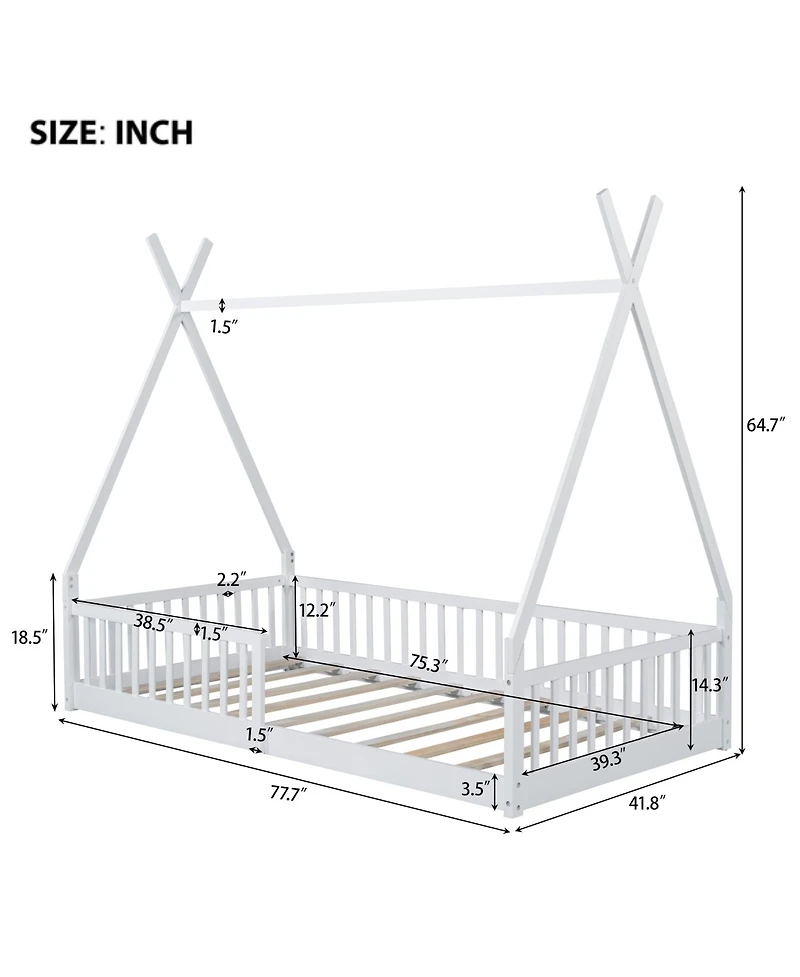 flynama Wood House Bed Fence