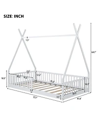 flynama Wood House Bed Fence