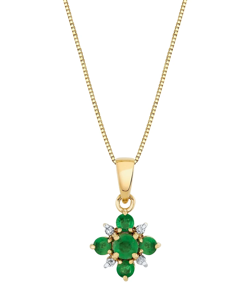 Macy's Emerald (8/15 ct. t.w.) & Diamond Accent Pendant Necklace in 10k Yellow Gold