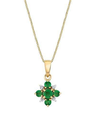 Macy's Emerald (8/15 ct. t.w.) & Diamond Accent Pendant Necklace in 10k Yellow Gold