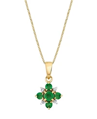 Macy's Emerald (8/15 ct. t.w.) & Diamond Accent Pendant Necklace in 10k Yellow Gold