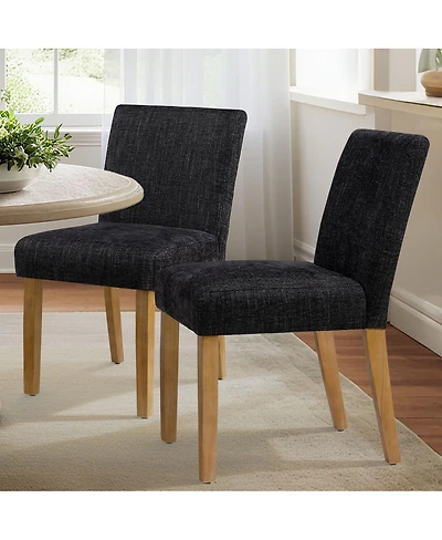 Maison Boucle Linen Upholstered Solid Wood Dining Chair, Set of 2