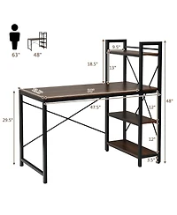 Sugift 47.5 Inch Writing Study Computer Desk with 4-Tier Shelves