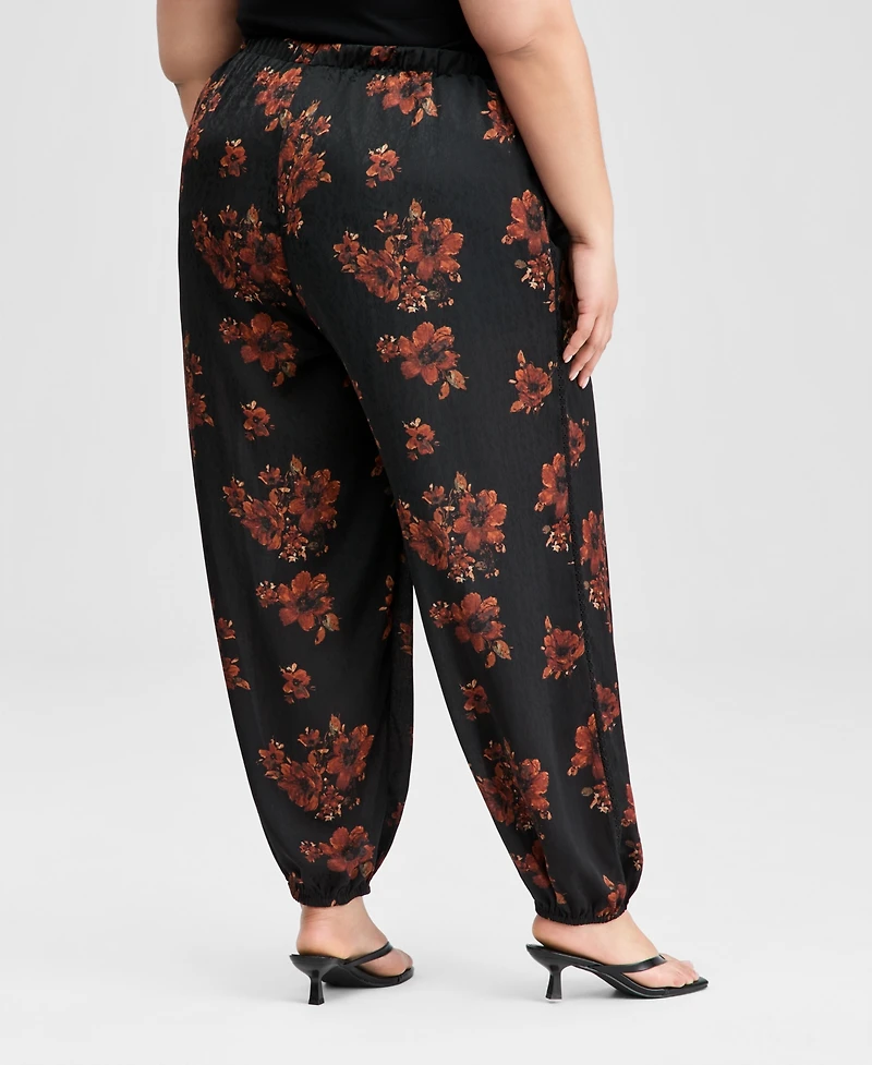 And Now This Trendy Plus Floral Balloon-Leg Drawstring Pants, Macy's Exclusive