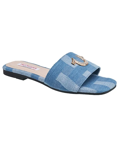 True Religion Women's Mona Bling Logo Single Band Sandal