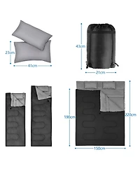 Sugift Two Person Waterproof Sleeping Bag with Two Pillows